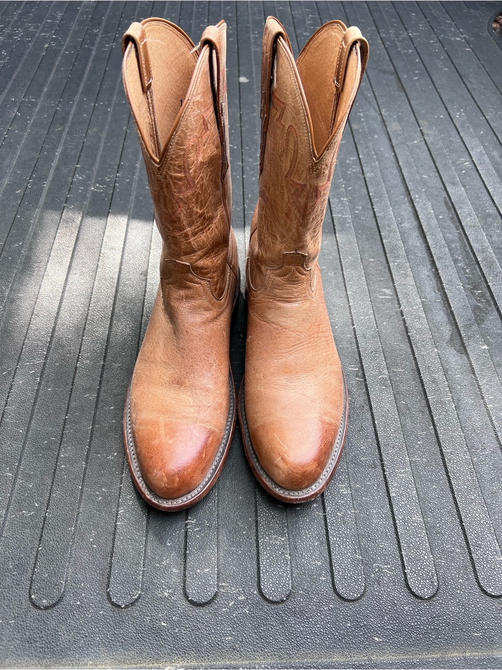 Lucchese Chestnut Brown Leather Western Boots